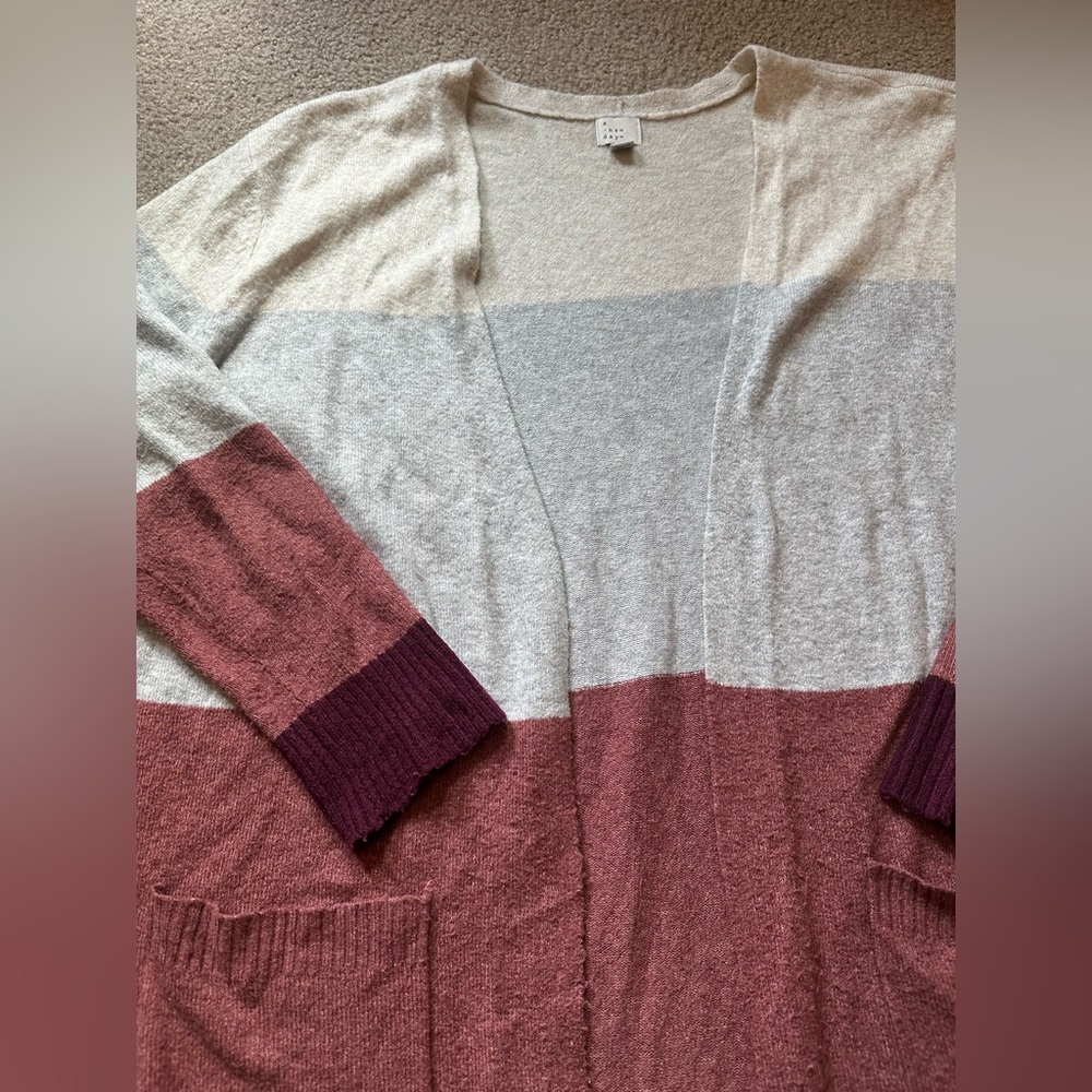 Color Block Open Front Cardigan - Picture 2 of 2
